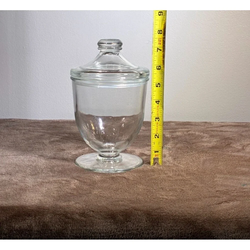 Clear Glass Apothecary Jar w/ Lid Candy Cookie Vanity Storage Canister 7